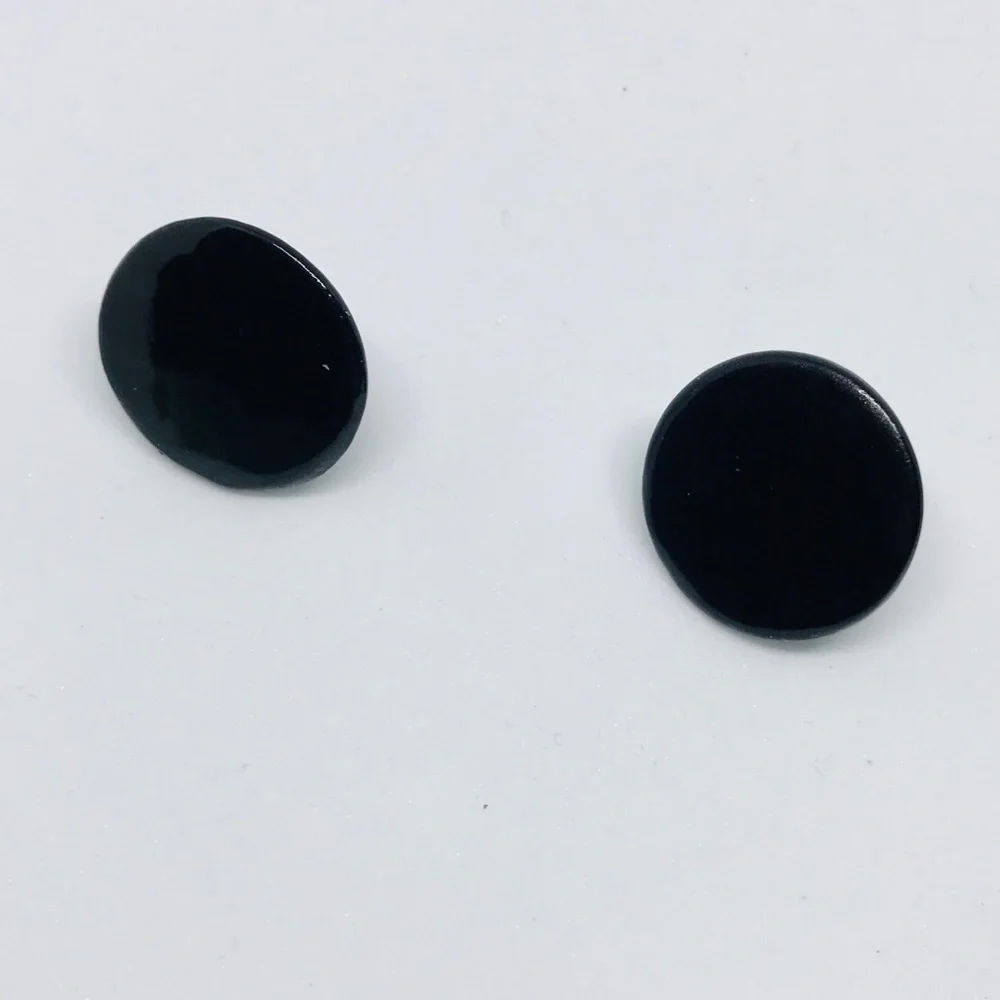 Black Vintage Deadstock  Stud Button Look Earrings Deadstock NEW never used Rare